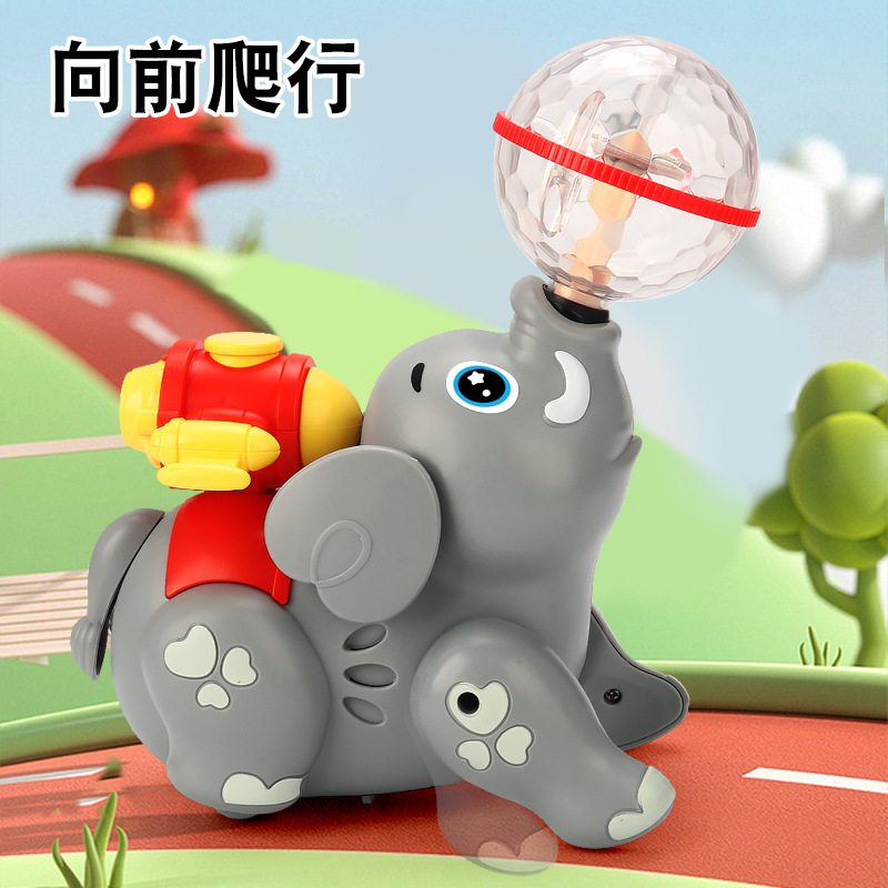 Aerosol eléctrico truco cúpula giratoria elefante colorido música Luz Juguetes educativos de los niños puesto venta al por mayor caliente