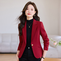 红色西装外套女2025新款春秋职业气质休闲修身高级感女士西服上衣