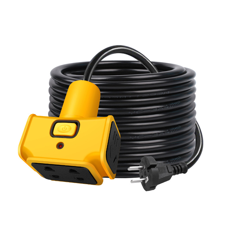 Cable de extensión de carga de automóvil a batería Fila de enchufe anti-caída Tablero de enchufe de cable de alimentación de 10/20/30 m con placa de conexión de remolque de cable