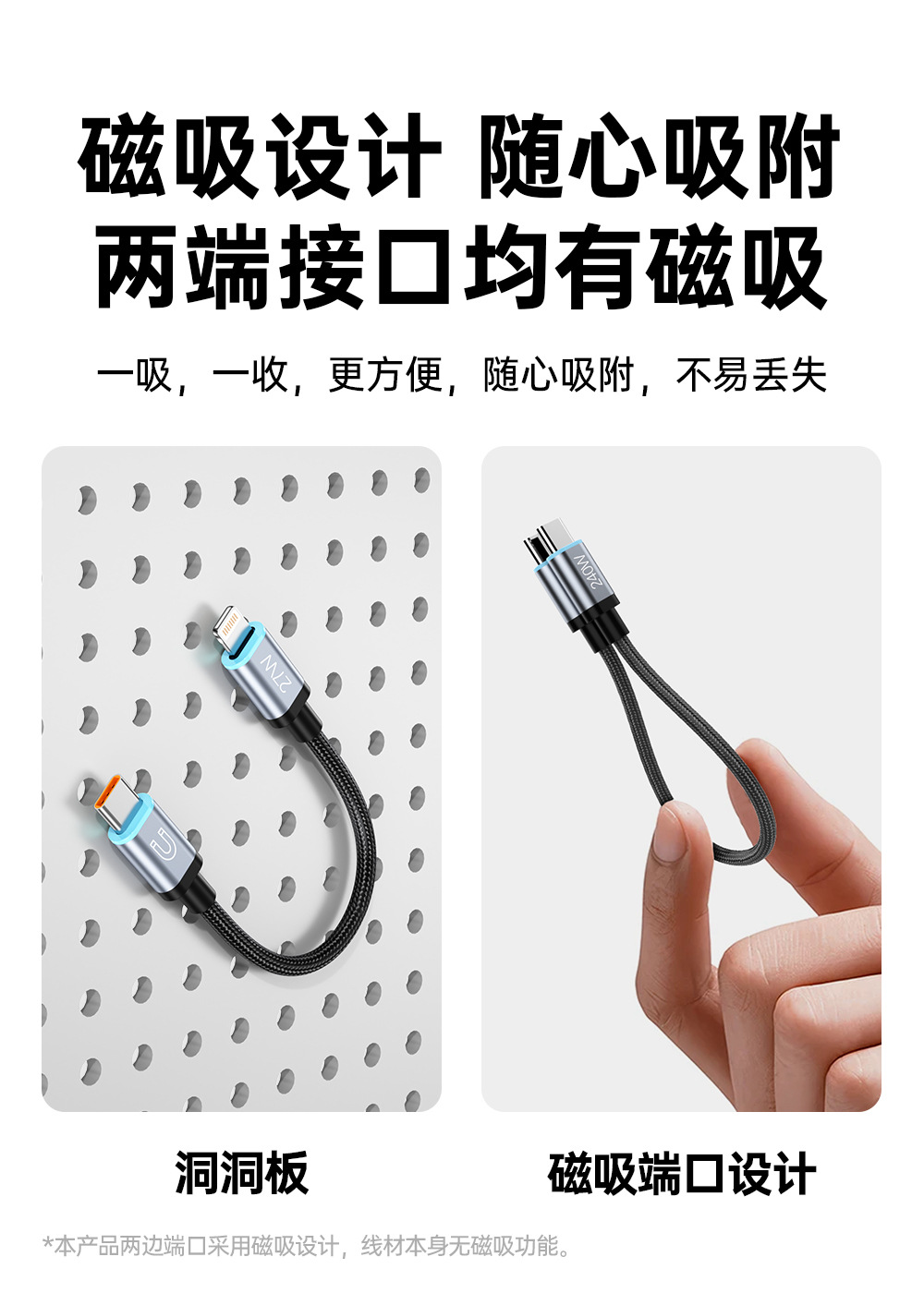 240W USB-C to USB-C Fast Charging Cable, 15cm Braided Short Portable Cord with Magnetic Storage, PD Compatible