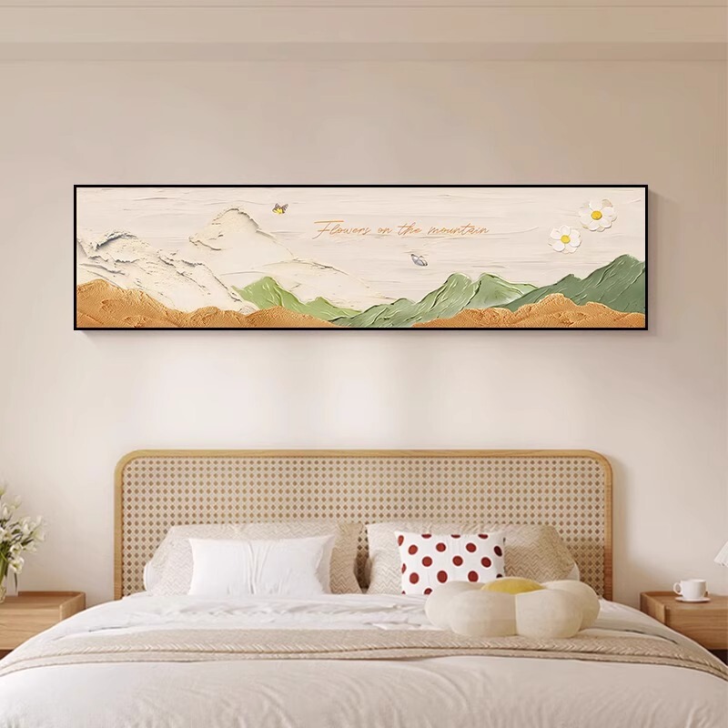 深圳大芬油画村奶油风床头画现代简约卧室房间挂画主卧背景墙壁画|undefined