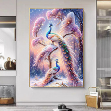 5d钻石十字绣 满钻全贴自己贴diy 魔方圆钻 工厂一件代发七彩孔雀