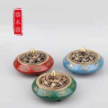 八宝八吉祥黄铜香炉批发三足雕花盘香熏香炉家用室内藏式沉檀香炉