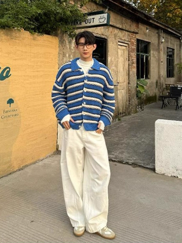 Knitted cardigan, warm long-sleeve, sweater, jacket, autumn, loose fit