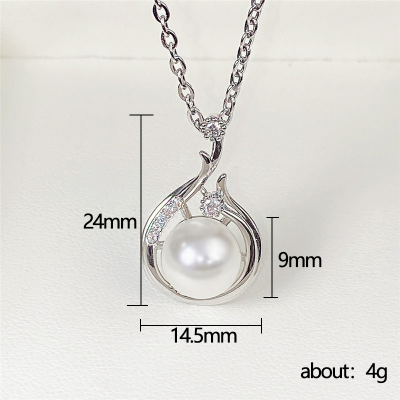 Copper IG Style Simple Style Inlay Geometric Artificial Pearls Zircon Pendant Necklace display picture 1