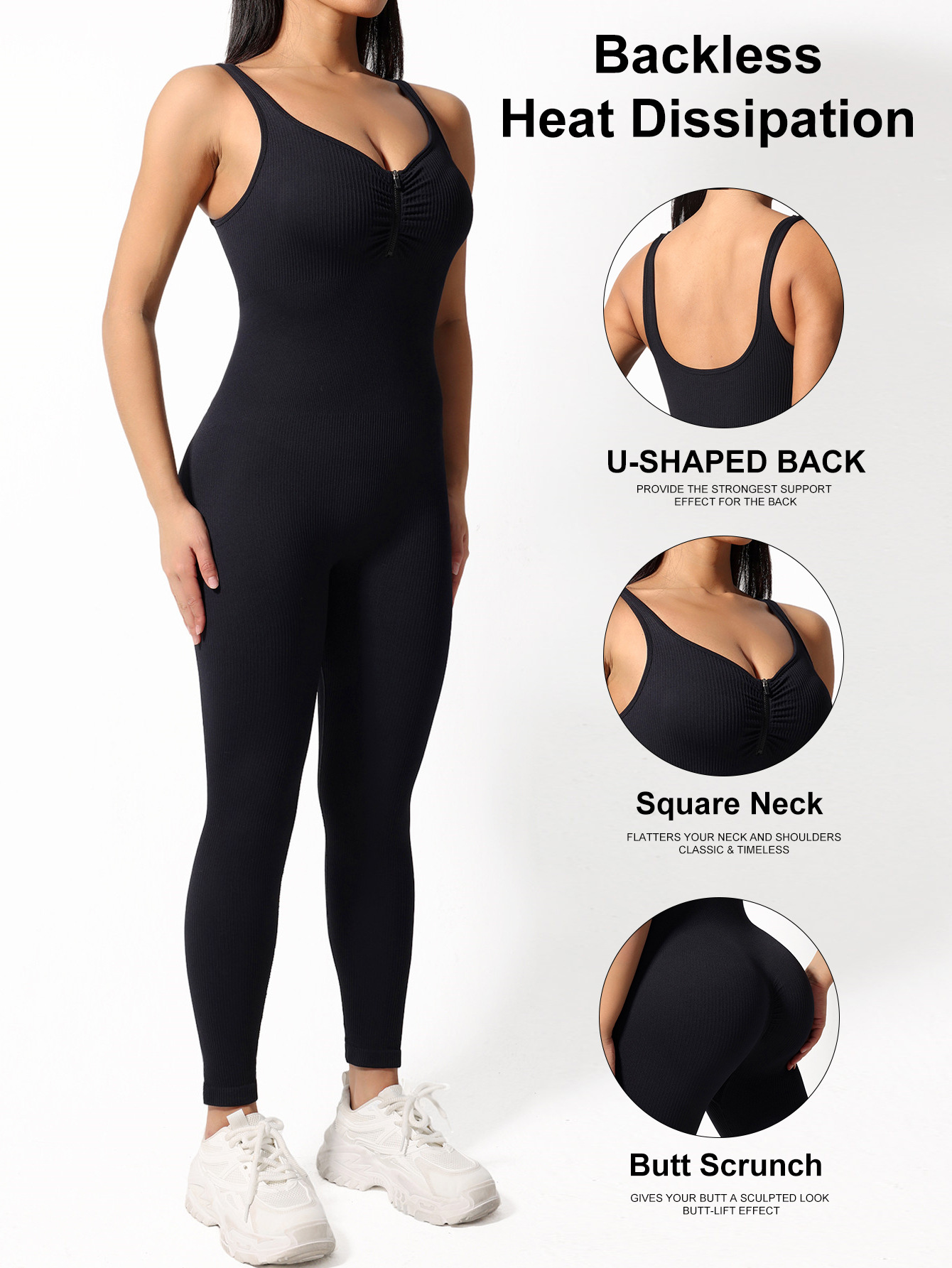 2025 primavera y verano con cremallera de hilo en forma de U, pantalones con espalda abierta, cinturón de hombro para mujeres, pantalones de fitness, ropa de yoga.