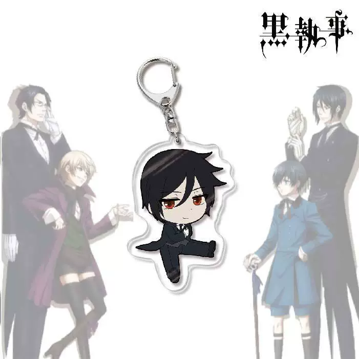Акриловый брелок-аниме (Black Butler) Себастьян двусторонний 6 см чиби подвеска