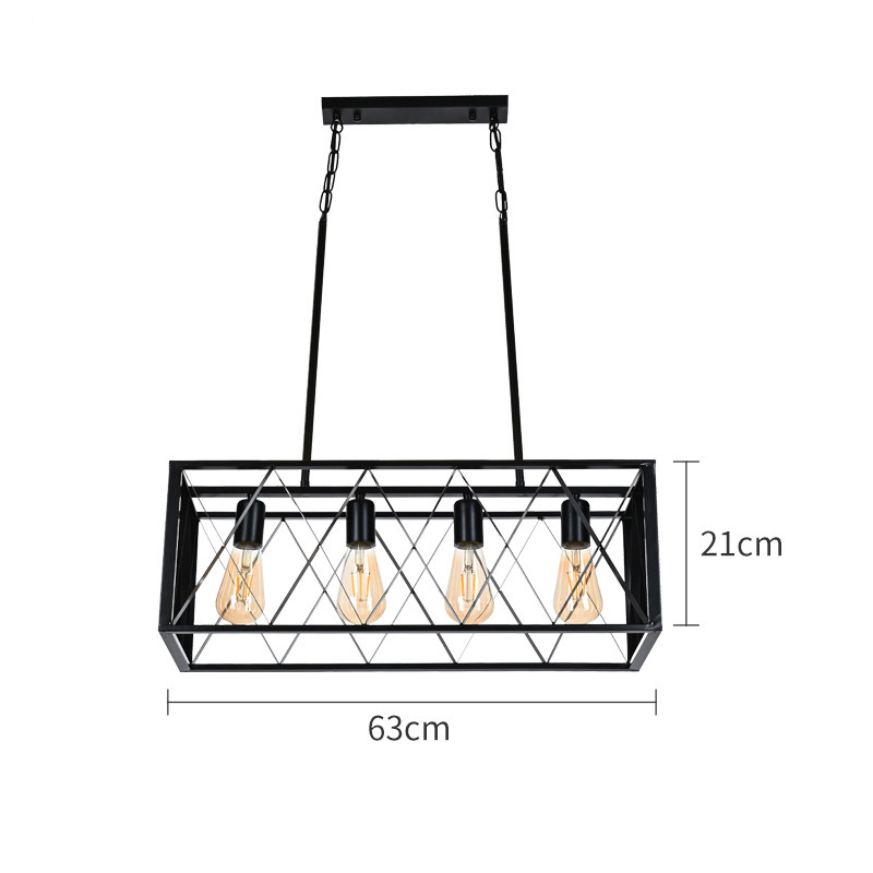 Personalidad creativa loft estilo industrial rectángulo negro marco de hierro forjado restaurante pasillo tienda de ropa barra candelabro
