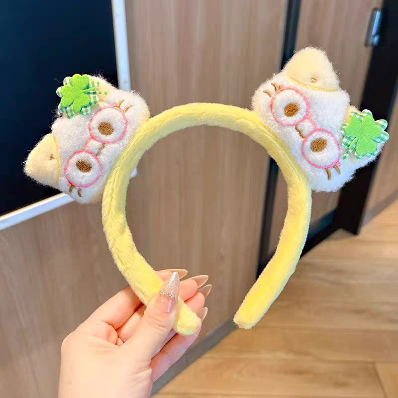 Otoño y invierno lindos estereoscópicos de peluche bandeja de cabello de dibujos animados orejas de gato orejas de conejo lavar la cara bandeja de cabello rojo al por mayor accesorios para el cabello