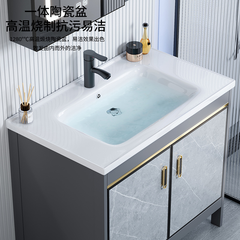 Comercio exterior tipo piso espacio de aluminio gabinete de baño combinación de inodoro lavabo hotel transfronterizo lavabo cerámica integrada