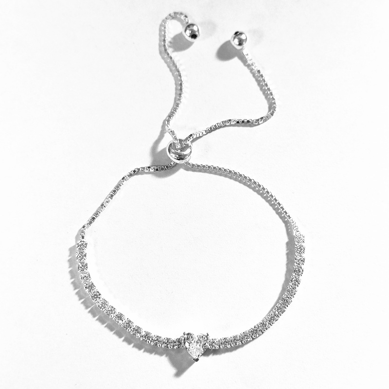 Heart Shape Pattern 925 Sterling Silver Bracelets Simple Style Classic Style