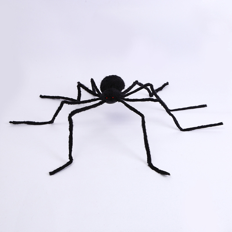 Cross-border Halloween eléctrico negro gran araña 125cm control de voz vibración luz araña Halloween horror decoración araña