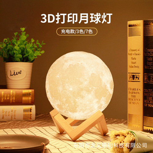 Moonlight Small Night Light Charging Plug-in Bedroom Bedside Night Use Planet Lamp Creative Children 3D Printed Moon Light Gift