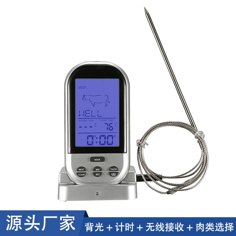 Оптовая продажа электронный цифровой беспроводной термометр для барбекю с подсветкой беспроводной приемник наружная печь BBQ температура барбекю вилка