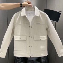 男性ジャケットのファッションブランドのストライプの短いタイプの軽くて熟している風の男性服の襟の上着の高級感の秋冬の工装のカジュアルなコート