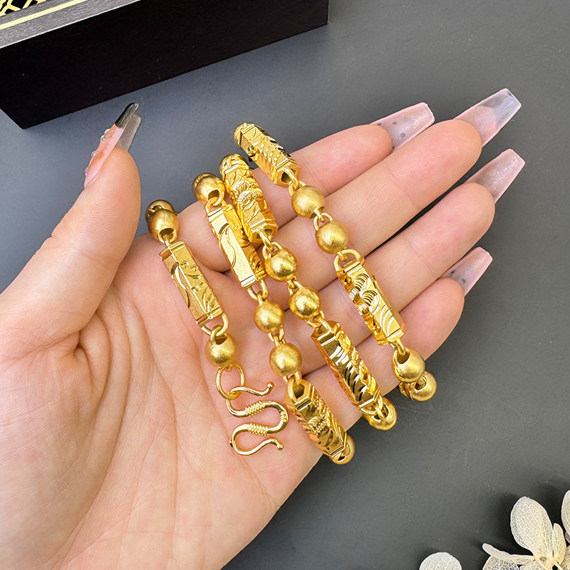 Chain de cuentas de bambú de oro de oro vietnamita masculino de aleación de cobre no se desvanece durante mucho tiempo cadena de patrón retro Yiwu fábrica al por mayor