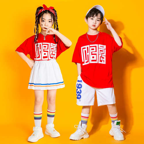 Boys girls hiphop street jazz dance costumes rapper singers dancers outfits football Cheerleaders performance uniforms boy hip-hop dance kindergarten suit