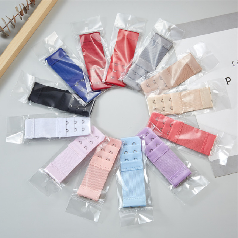 (Individually packaged) Elastic three-row, two-button stainless steel bra extension buckle, underwear buckle extension buckle
