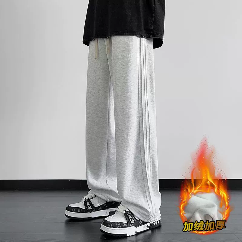 Американские hiphop белые брюки для мужчин высокого уровня чувство бархатный осенне-зимний толстый подростковый полосатый спортивный повседневный брюки