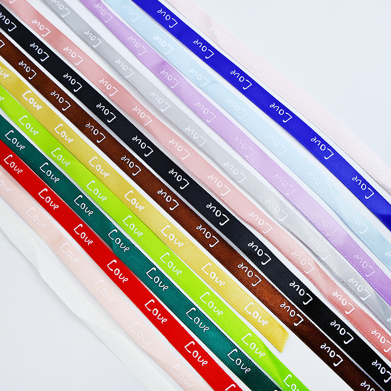 1CM 리본 인쇄 영어 편지 사랑 선물 리본 꽃 리본 베이킹 케이크 상자 폴리 에스테르 벨트 스트랩