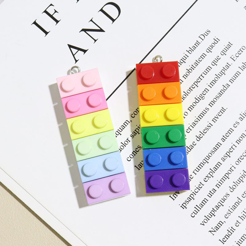 Acrylic Rainbow Macaron Small Fresh Assembled Building Blocks Pendant Necklace Keychain DIY Jewelry Accessories Material Acrylic Rainbow Macaron Small Fresh Assembled Building Blocks Pendant Necklace Keychain DIY Jewelry Accessories Material