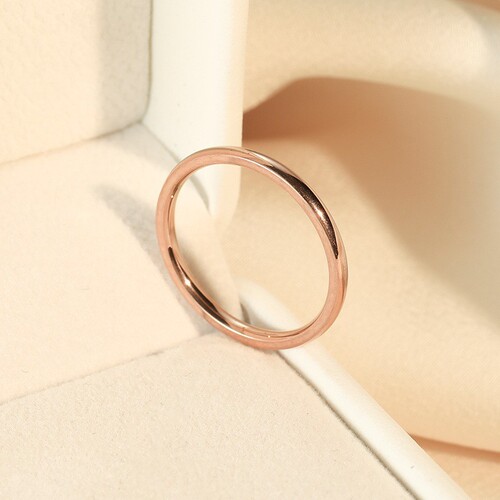 2MM Stainless Steel Plain Ring Extremely Fine Steel Color Polished Titanium Steel Ring for Women Simple Accessory to Give to Your Girlfriend