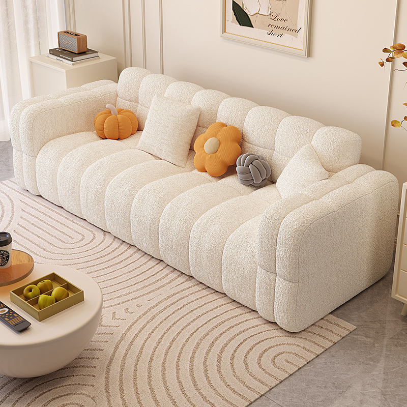 Living Room Small Apartment 2025 New Rental House Straight Row Double or Three Person Fabric Sofa Bedroom Elephant Ear Sofa