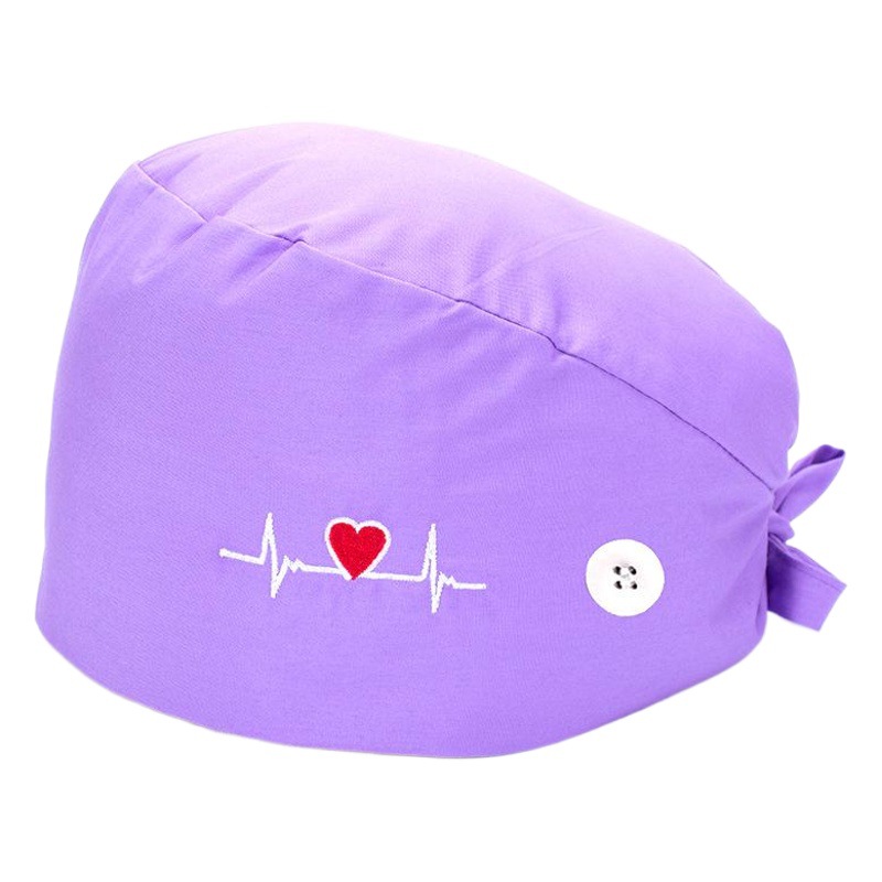 Surgical Cap Pure Cotton Buckle Sweat Absorbing Towel Electrocardiogram Embroidery Cross-border European and American Nurs Cap Printed Baotou Cap Doctor Cap
