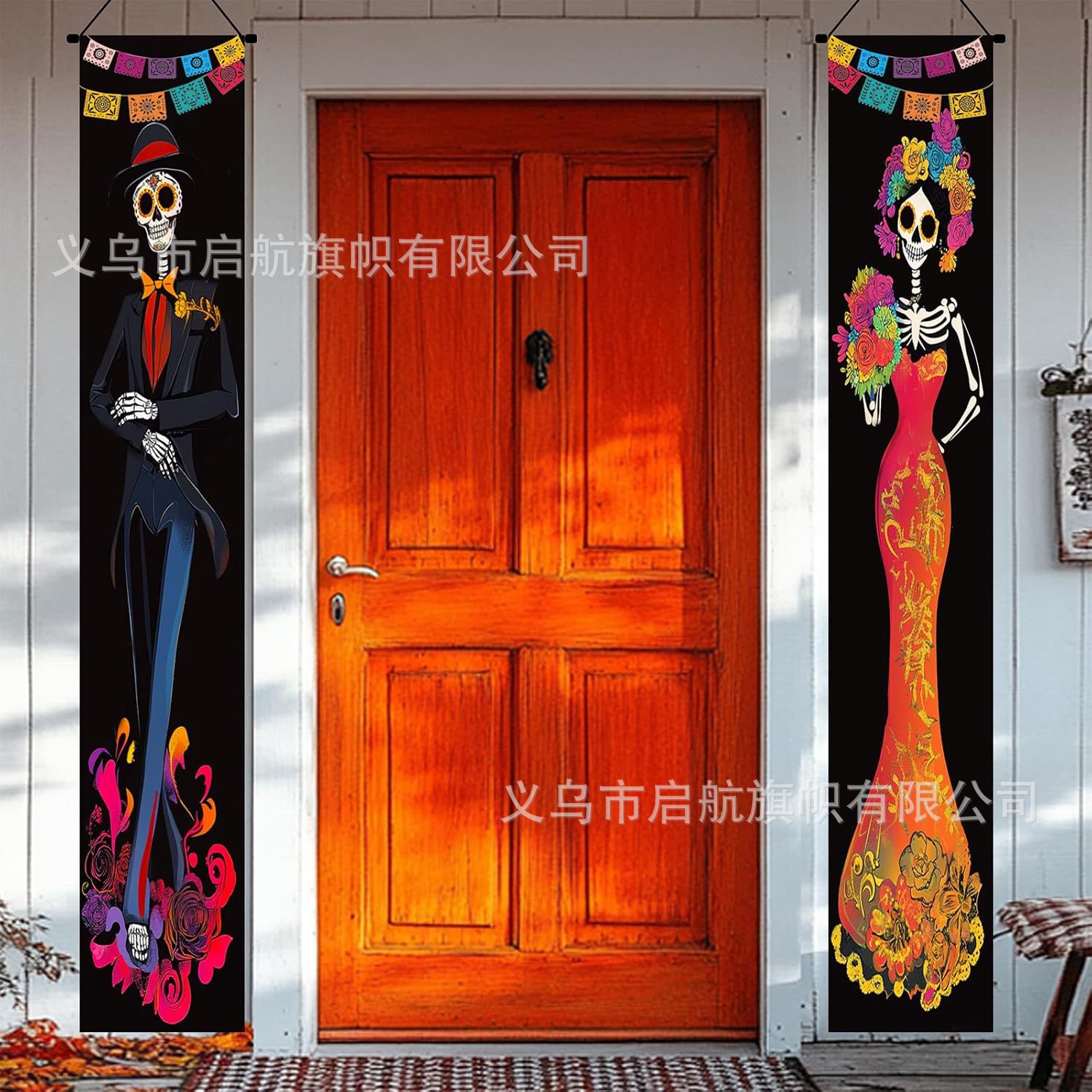 Transfronterizo nuevo Amazon Halloween pareja cortina de la fiesta de Navidad atmósfera decoración decoración colgar bandera diseño de fábrica