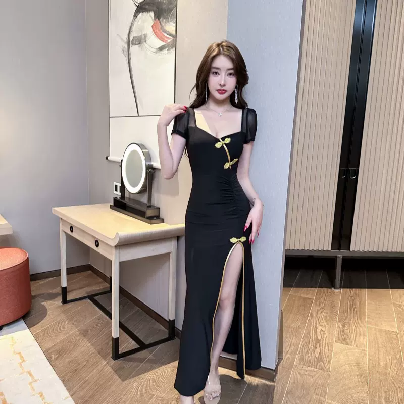 2025夏款改良旗袍款收腰显瘦夜店性感后妈裙纯欲辣妹包臀裙连衣裙