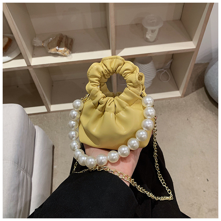 255g Weight Beading, Pearls Fashion Element Clasp Frame Closure Type Top Handle, Chain Strap Type Crossbody Bag Bags Type Casual, Daily, Shopping Occasion Pu Leather Material Solid Color Pattern All Seasons Season Kid'S Gender Cute Style Bucket Shape Kid'S Pu Leather Solid Color Cute Beading Pearls Bucket Clasp Frame Crossbody Bag 11