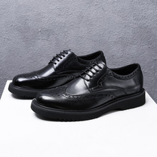 男士真皮英伦风商务正装四季增高休闲新郎结婚鞋黑色牛皮工作皮鞋