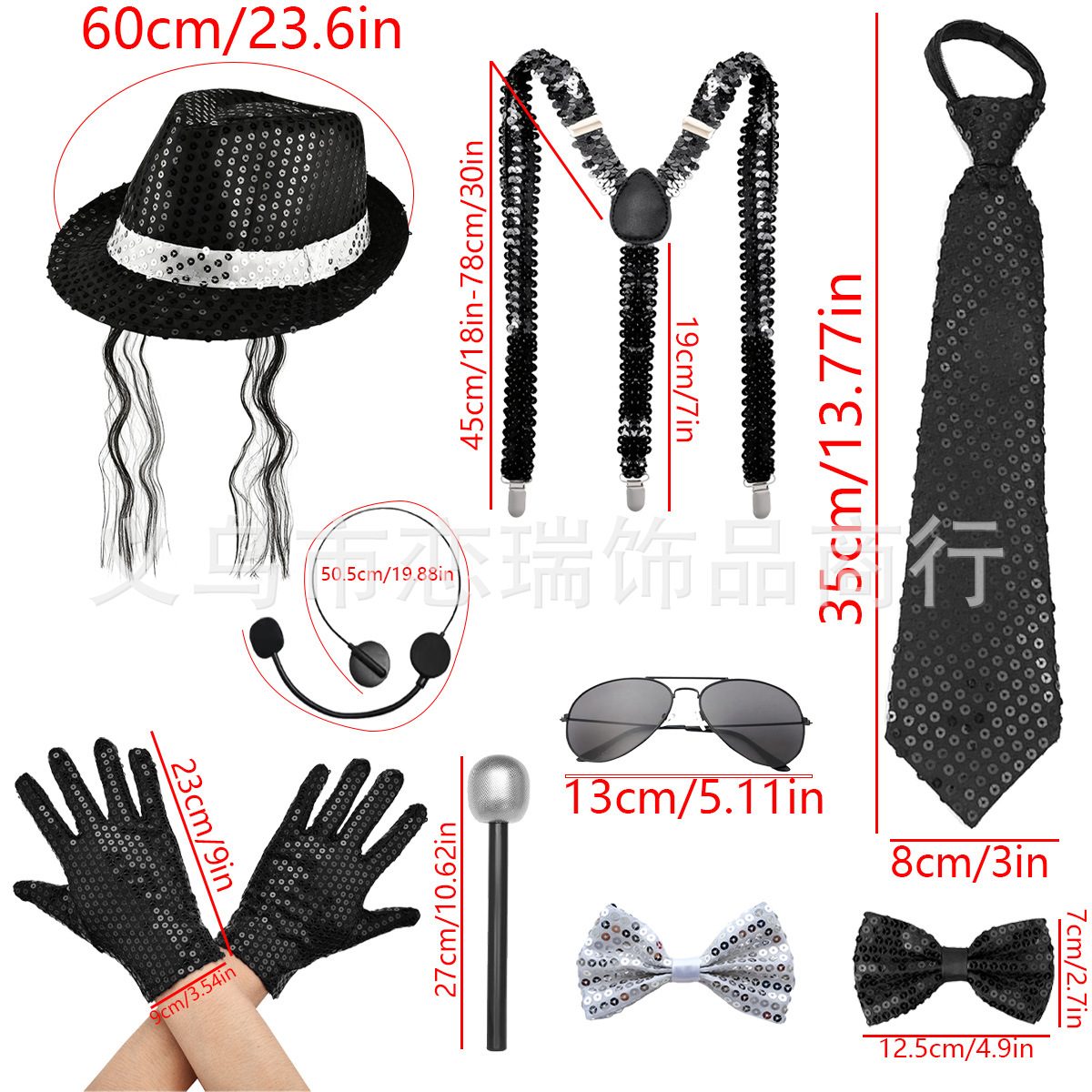70s DISCO espectáculo accesorios esquinilla sombrero corbata guantes cinturón hombre conjunto Xiaoyin TEMU en stock