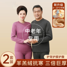 中老年保暖内衣加绒加厚女士打底衫冬季妈妈爸爸男款秋衣秋裤套装