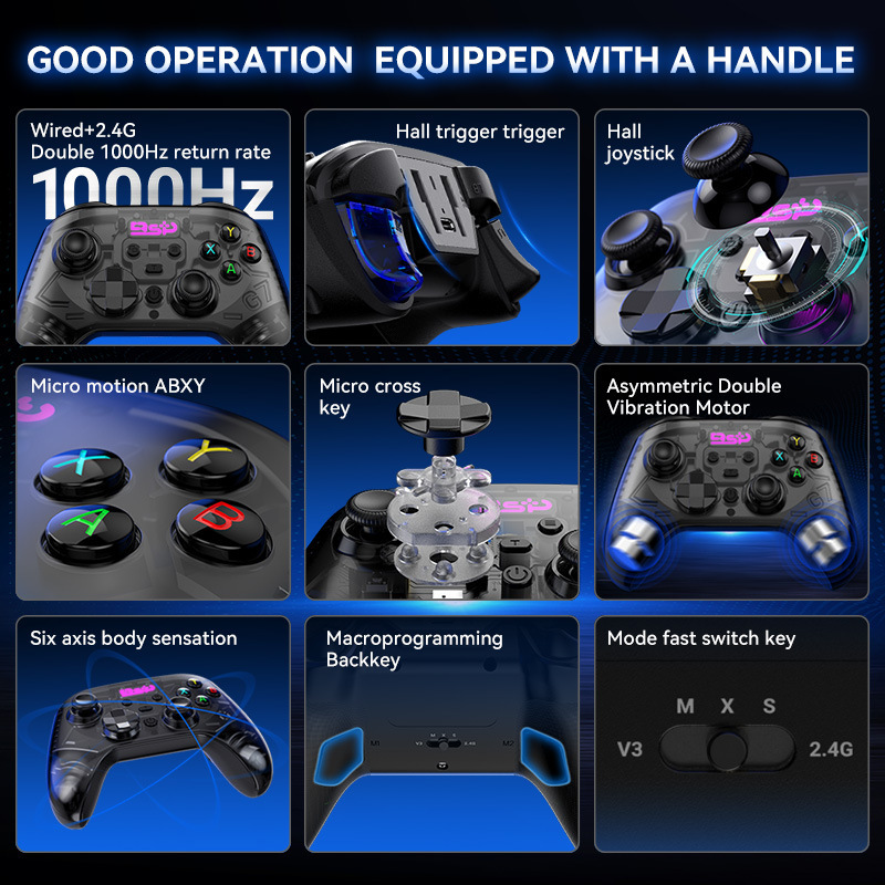 G7 Bluetooth ゲームコントローラー半透明つや消しデュアルホールマイクロボタンバックキースイッチ携帯電話 PS4/PC コントローラー|undefined