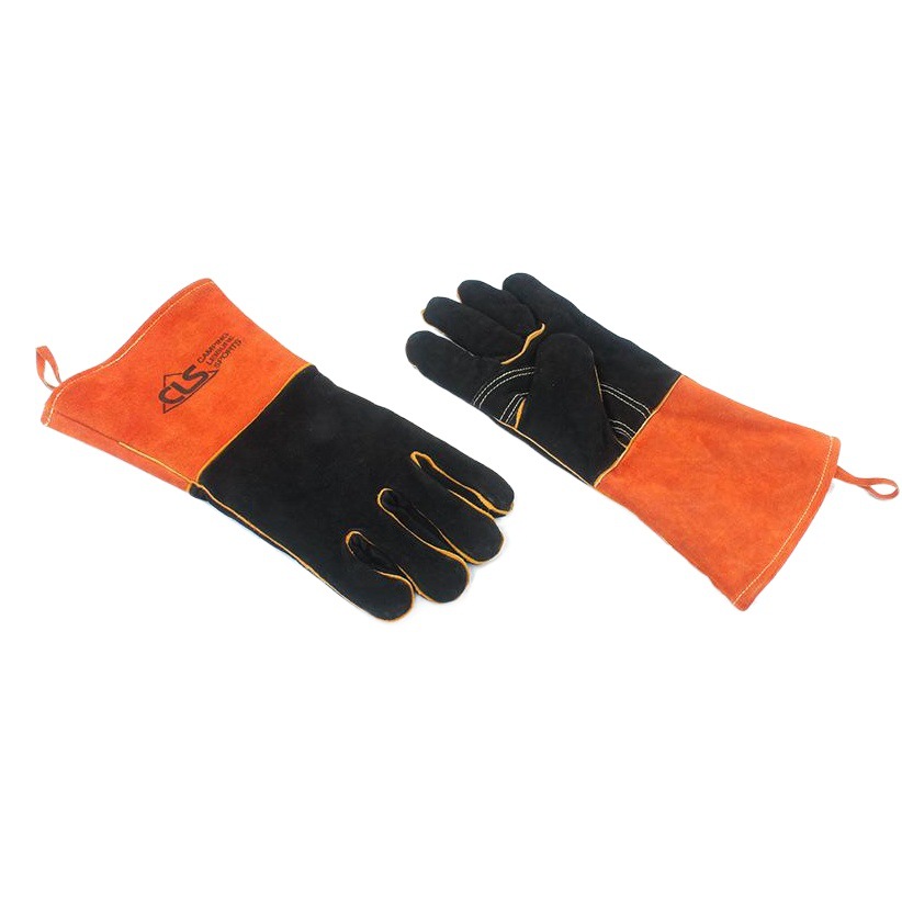 BARBACOA al aire libre guantes de camping fuego barbacoa piel de vaca de alta temperatura resistente al calor aislamiento espesado alargado de soldadura guantes de protección
