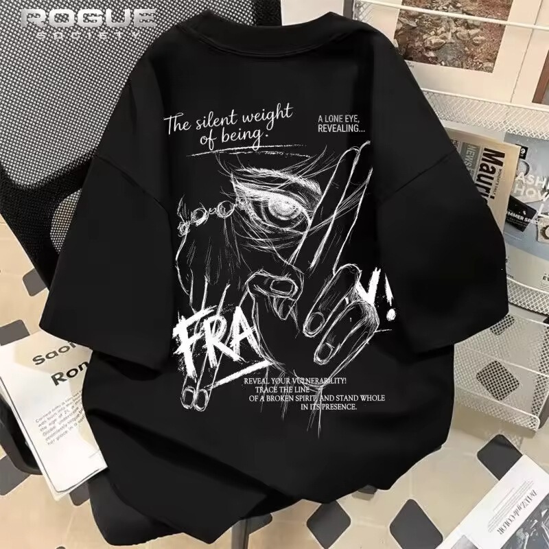 Garbage Aesthetics Y2K Gothic Men's T-Shirt Retro Eye Pattern Short Sleeve T-Shirt Harajuku Streetwear Summer Loose Top