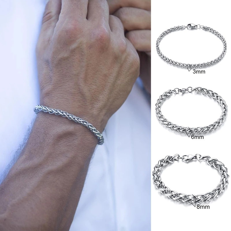 8g Weight Fashion Geometric Titanium Steel Metal Men's Bracelets Men's Chain Bracelets