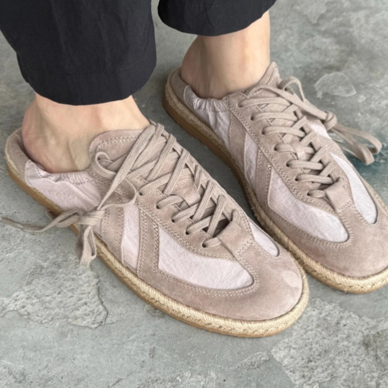 Guangzhou Women's Shoes/25 Air Light Gauze Genuine Leather Color Block Flat Casual Sports Sneakers with Straw Sole Guangzhou Women's Shoes/25 Air Light Gauze Genuine Leather Color Block Flat Casual Sports Sneakers with Straw Sole