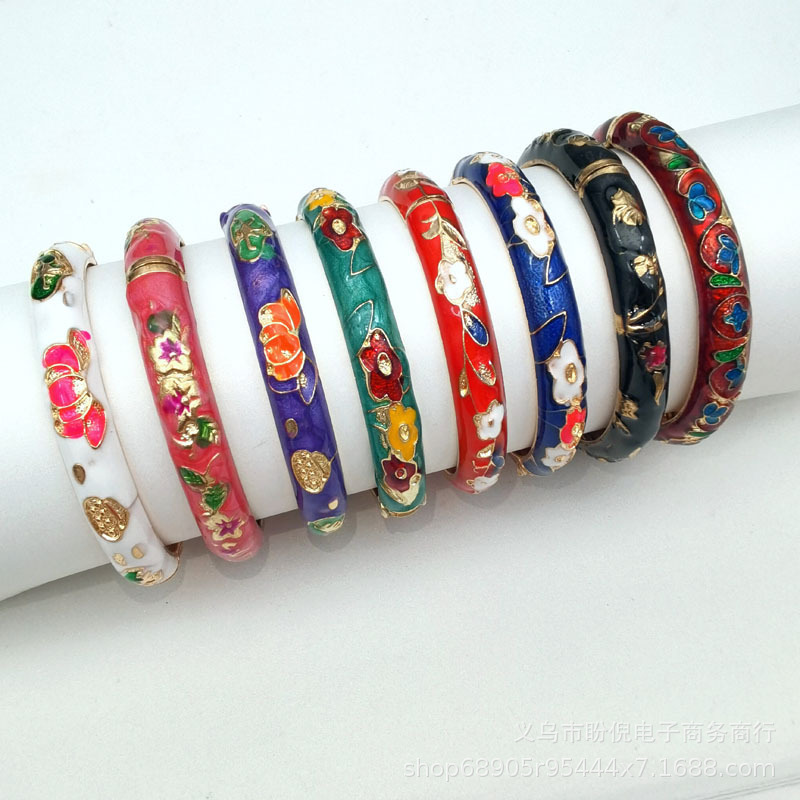 Old Beijing Cloisonne Children's Bracelet Fine Flower Hanfu Bracelet Tourist Scenic Spot Cheap Small Gift Wholesale