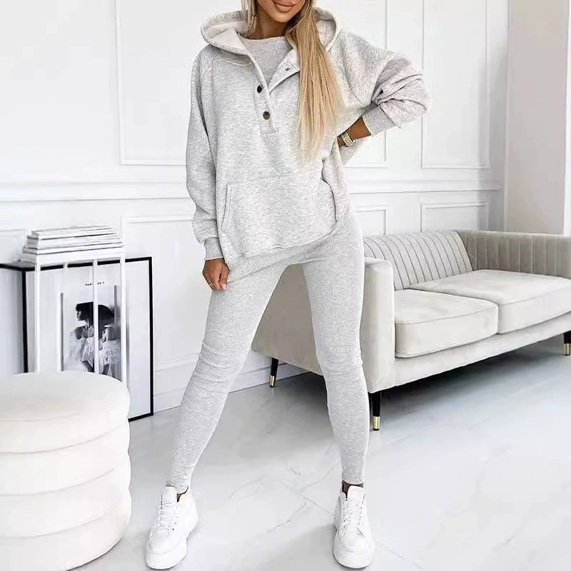 2024 Amazon Hot Женская спортивная повседневная куртка с капюшоном толстый резьбовой стройный жилет брюки из трех частей