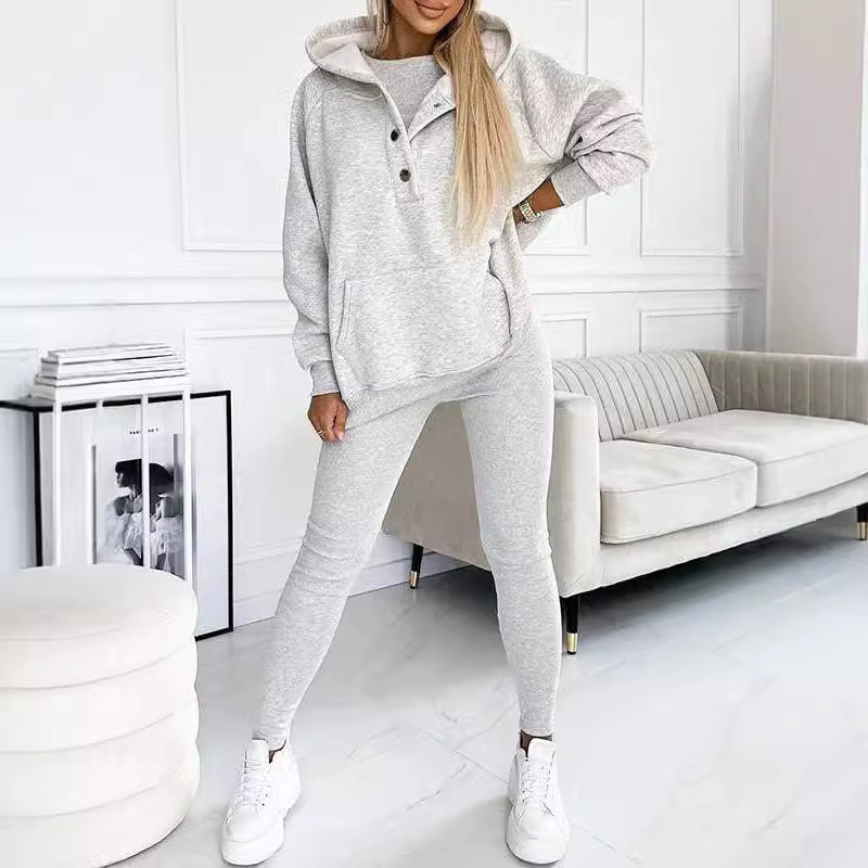 2024 Amazon Hot Products Women's Sports Casual Hooded Sweater Thickened Thread Slim Vest Pants Three-Piece Set 2024 Amazon Hot Products Women's Sports Casual Hooded Sweater Thickened Thread Slim Vest Pants Three-Piece Set