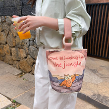 可爱手拎水桶包女大容量饭盒袋上班族便携收纳包2025新款一件代发