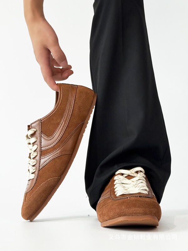 Old Money Style Thin-Soled Moral Training Shoes Men's Suede Sports Casual Shoes Brown Derby Shoe Covers Retro Dvn Forrest Gump Shoes
