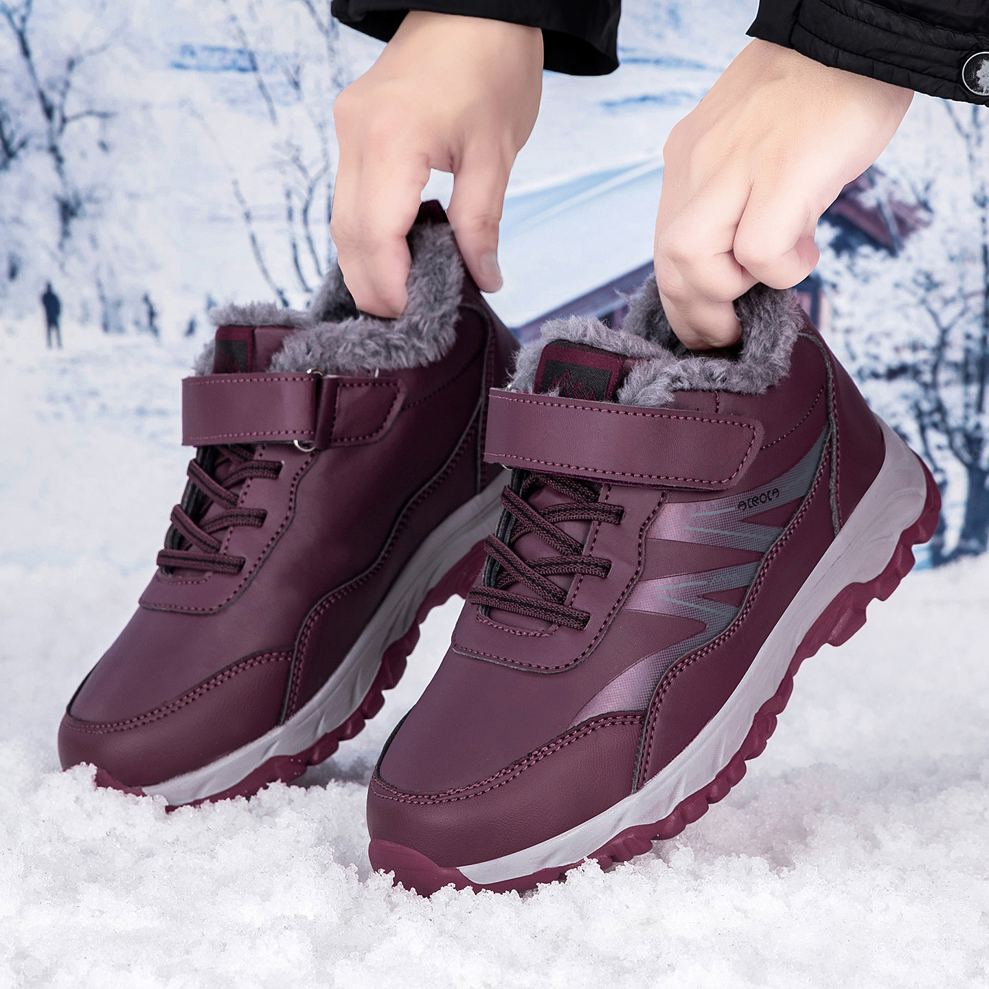 Zapatos de invierno para ancianos, botas de nieve del noreste, zapatos de invierno para mujeres, nuevos zapatos de algodón de invierno a prueba de agua y antideslizante.