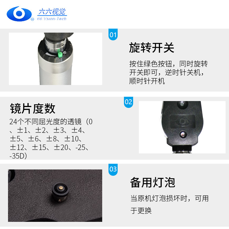 Oftalmoscopio equipo instrumento Suzhou Liuliu YZ11D oftalmoscopio instrumento oftálmico con certificado de registro