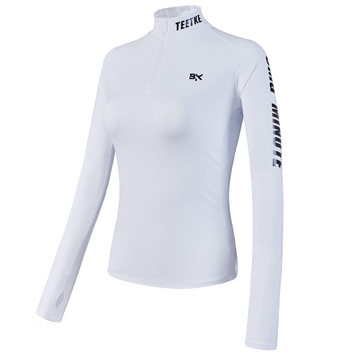 Cross-border half-zip sports long-sleeved tight-fitting slim running training T-shirt handsome yoga top new