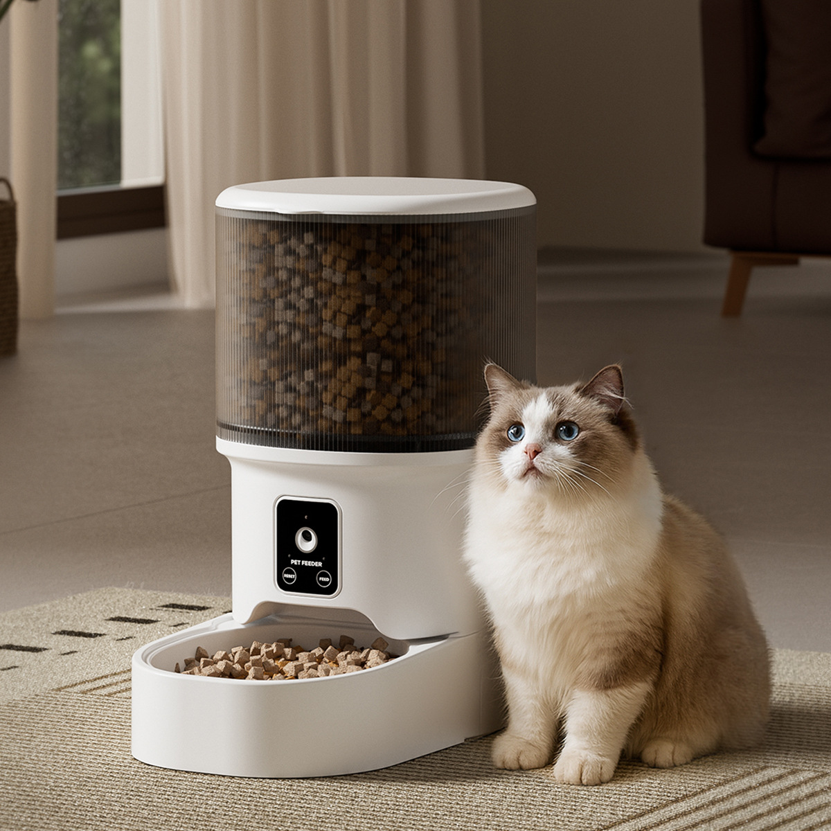 Alimentador automático inteligente para mascotas 4L gran capacidad HD video interactivo para gatos alimentador automático para mascotas
