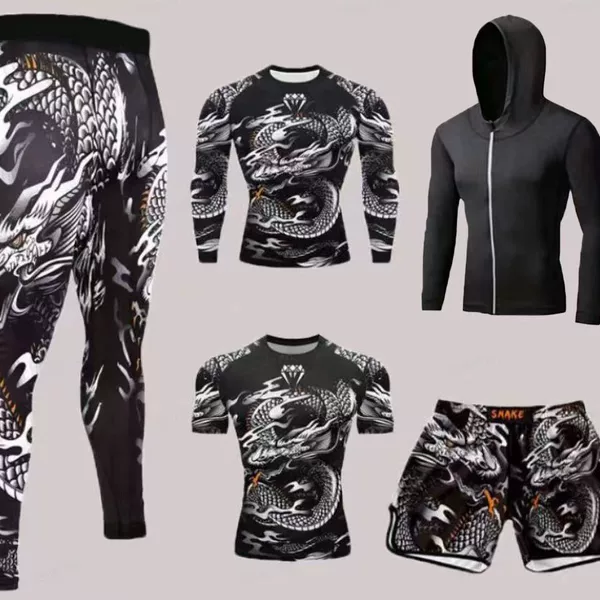 Venom Training Suit Ufc Set Men's and Women's Boxing Tight-Fitting Quick-Drying Clothing Muay Thai Sports Fitness Clothing 5-Piece Set in Stock Wholesale