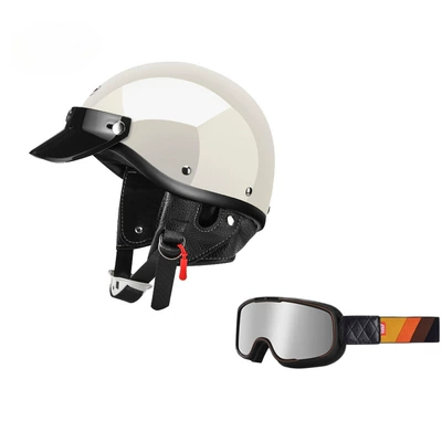Motosiklet dəbilqələri: Cruise Motorcycle Women's Electric Vehicle - xs-glossy-white-black-frame-silver-plated-goggles-free-shipping-by-sf-express